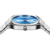 D1 Milano Square Maldives Sea Blue Dial Silver Steel Strap Watch for Men - D1-SQBJ05