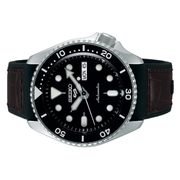 Seiko 5 Sports SKX Automatic Black Dial Black Leather Strap Watch for Men - SRPD55K2
