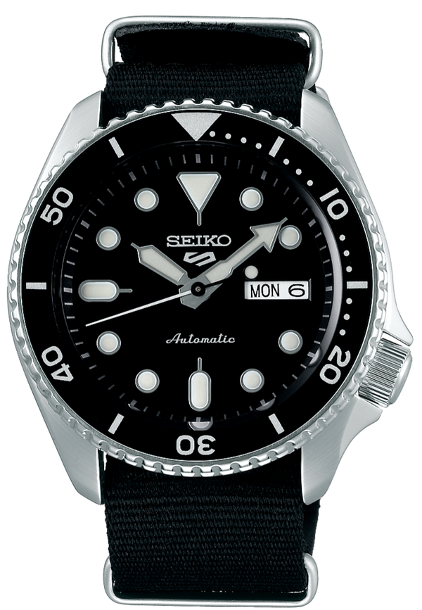 Seiko 5 Sports SKX Automatic Black Dial Black NATO Strap Watch For Men - SRPD55K3