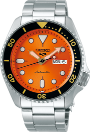 Seiko 5 Sports Automatic Orange Dial Silver Steel Strap Watch For Men - SRPD59K1