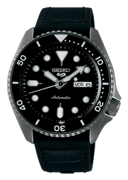 Seiko 5 Sport Automatic Black Dial Black Silicone Strap Watch For Men - SRPD65K3