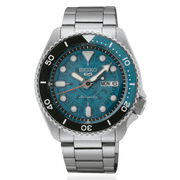 Seiko 5 Sports SKX Skeleton Green Dial Silver Steel Strap Watch For Men - SRPJ45K1