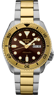 Seiko 5 Sports Automatic Brown Dial Two Tone Steel Strap Watch For Men - SRPK24