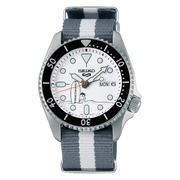 Seiko 5 Sports x Peanuts Surfboard Snoopy Limited Edition White Dial Two Tone NATO Strap Watch For Men - SRPK25K1