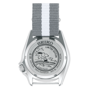 Seiko 5 Sports x Peanuts Surfboard Snoopy Limited Edition White Dial Two Tone NATO Strap Watch For Men - SRPK25K1