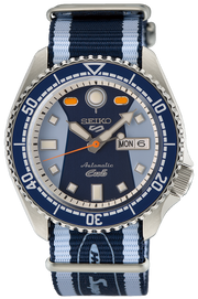 Seiko 5 Sports Honda Super Cub Limited Edition Blue Dial Two Tone NATO Strap Watch For Men - SRPK37K1