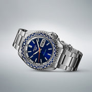 Seiko 5 Sports Petrol Blue Checker Flag Special Edition Blue Dial Silver Steel Strap Watch For Men - SRPK65K1