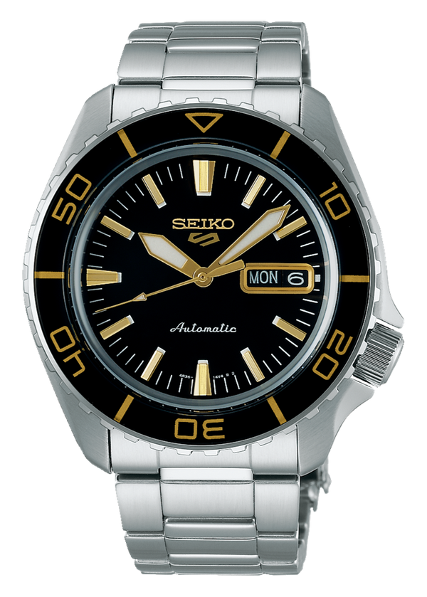 Seiko 5 Sport Automatic SKX Series Black Dial Silver Steel Strap Watch for Men - SRPK99K1