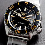Seiko 5 Sport Automatic SKX Series Black Dial Silver Steel Strap Watch for Men - SRPK99K1