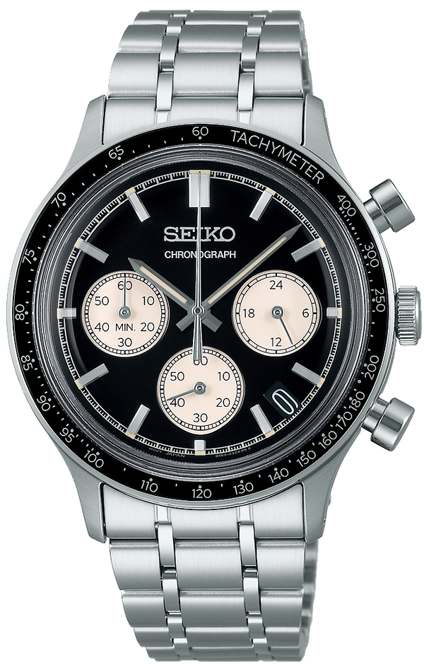 Seiko 5 Sport Black Dial Silver Steel Strap Watch for Men - SSB479P1