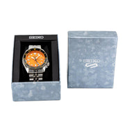 Seiko 5 Sports GMT Automatic Orange Dial Silver Steel Strap Watch For Men - SSK005K1