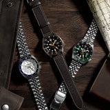 Seiko 5 Sports SKX GMT Automatic Mocha Black Dial Brown Leather Strap Watch For Men - SSK036K1