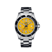 Breitling Superocean Automatic 44mm Yellow Dial Silver Steel Strap Watch for Men - A17375211/1A1