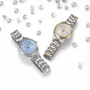 Seiko Diamond Blue Dial Silver Steel Strap Watch for Women - SUR581P1