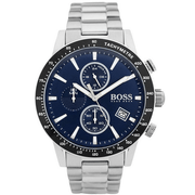 Hugo Boss Rafale Chronograph Blue Dial Silver Steel Strap Watch for Men - 1513510