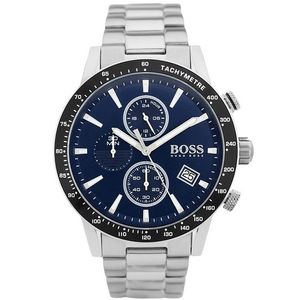 Hugo Boss Rafale Chronograph Blue Dial Silver Steel Strap Watch for Men - 1513510