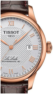 Tissot Le Locle Powermatic 80 Silver Dial Brown Leather Strap Watch For Men - T006.407.36.033.00