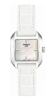 Tissot T Lady Mother of Pearl Dial White Leather Strap Watch for Women - T02.1.225.71
