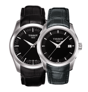 Tissot T Trend Couturier Black Dial Black Leather Strap Watch For Women - T035.210.16.051.00