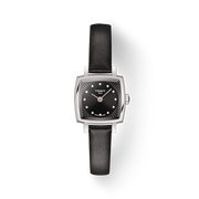 Tissot Lovely Square Quartz Diamonds Black Dial Black Leather Strap Watch For Women - T058.109.16.056.00