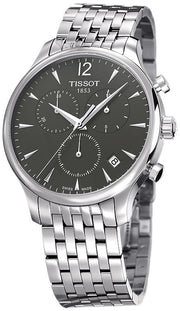 Tissot T Classic Tradition Chronograph Black Dial Silver Steel Strap Watch For Men - T063.617.11.067.00