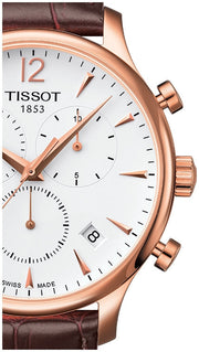 Tissot T Classic Tradition Chronograph White Dial Brown Leather Strap Watch For Men - T063.617.36.037.00