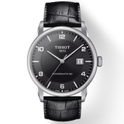 Tissot Luxury Powermatic 80 Black Dial Black Leather Strap Watch For Men - T086.407.16.057.00
