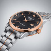 Tissot T Classic Luxury Powermatic 80 Black Dial Silver Steel Strap Watch For Men - T086.407.22.067.00