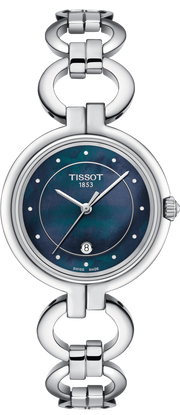 Tissot T Lady Flamingo Mother of Pearl Blue Dial Silver Steel Strap Watch for Women - T094.210.11.126.00