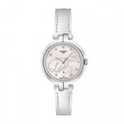 Tissot T Trend Flamingo Valentines Mother of Pearl White Dial White Leather Strap Watch For Women - T094.210.16.111.01