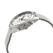 Tissot PR 100 Chronograph White Dial Silver Mesh Bracelet Watch For Men - T101.417.11.031.02