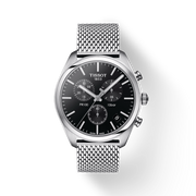 Tissot PR 100 Chronograph Black Dial Silver Mesh Bracelet Watch For Men - T101.417.11.051.01