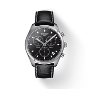 Tissot PR 100 Chronograph Black Dial Black Leather Strap Watch For Men - T101.417.16.051.00