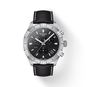 Tissot PR 100 Sport Quartz Chronograph Black Dial Black Leather Strap Watch For Men - T101.617.16.051.00
