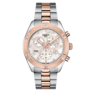 Tissot PR 100 Sport Chic Chronograph Diamonds Mother of Pearl Dial Two Tone Steel Strap Watch for Women - T101.917.22.116.00