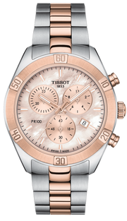 Tissot PR 100 Sport Chic Chronograph Mother of Pearl Dial Two Tone Steel Strap Watch for Women - T101.917.22.151.00