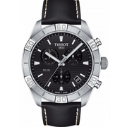Tissot PR 100 Sport Quartz Chronograph Black Dial Black Leather Strap Watch For Men - T101.617.16.051.00