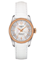 Tissot T-Classic Powermatic 80 Mother of Pearl Silver Dial White Leather Strap Watch For Women - T108.208.26.117.00