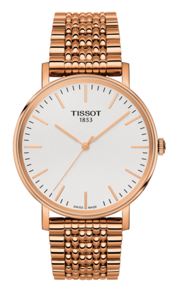 Tissot Everytime Medium White Dial Rose Gold Mesh Bracelet Watch For Men - T109.410.33.031.00