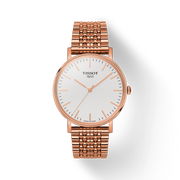 Tissot Everytime Medium White Dial Rose Gold Mesh Bracelet Watch For Men - T109.410.33.031.00