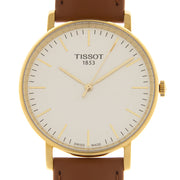 Tissot T Classic Everytime White Dial Brown Leather Strap Watch For Men - T109.410.36.031.00