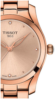 Tissot T Wave Rose Gold Dial Rose Gold Steel Strap Watch For Women - T112.210.33.456.00