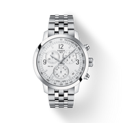 Tissot T Sport PRC 200 Chronograph White Dial Silver Steel Strap Watch For Men - T114.417.11.037.00
