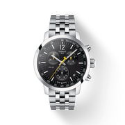 Tissot PRC 200 Chronograph Black Dial Silver Steel Strap Watch For Men - T114.417.11.057.00