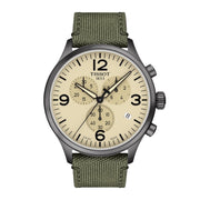 Tissot T Sport Chrono XL Beige Dial Khakhi Green Nylon Strap Watch for Men - T116.617.33.267.00