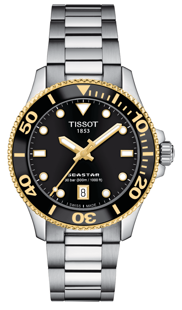 Tissot Seastar 1000 Black Dial Silver Steel Strap Watch For Men - T120.210.127.051.00