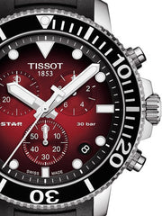 Tissot Seastar 1000 Chronograph Red Dial Black Rubber Strap Watch For Men - T120.417.17.421.00