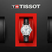 Tissot Carson Premium Automatic Lady Silver Dial Black Leather Strap Watch for Women - T122.207.16.033.00