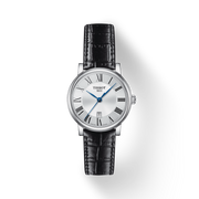 Tissot Carson Premium Lady Silver Dial Black Leather Strap Watch For Women - T122.210.16.033.00