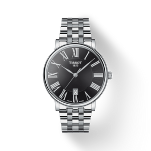 Tissot Carson Premium Black Dial Silver Steel Strap Watch For Men - T122.410.11.053.00